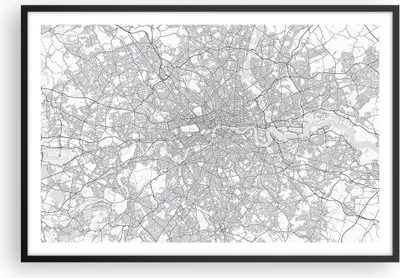 Produktbild von Gerahmtes Poster - Schwarzer Rahmen - Stadt Karte London - 91,5x61 cm - Wand Bild - Wanddeko - Wandbilder - Kunstposter - Wandposter - Bilderrahmen - Bilder - Kunstdruck - P2BAA91x61-4680