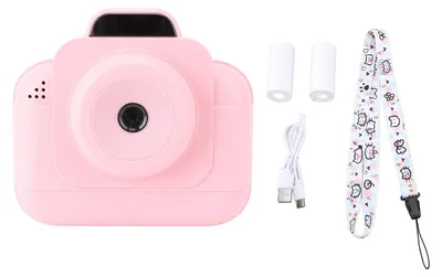 Obrázek produktu pro Fotoaparát s okamžitým výstupem, rozlišení 1080p, 2,4palcový displej, termální tisk, časosběrné snímání, různé filtry, cestovní hračka pro studenty, růžová