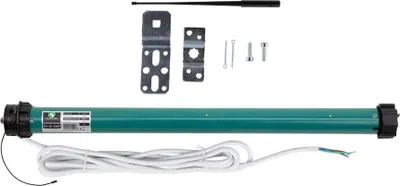 Zdjęcie produktu dla Silnik do rolet zewnętrznych Funk-Rollladenmotor JM, model JM45-350F (35 Nm / SW60), cichy silnik rurowy z odbiornikiem radiowym, klasa szczelności IP44, trwały i łatwy w montażu, JULIUS MAYER