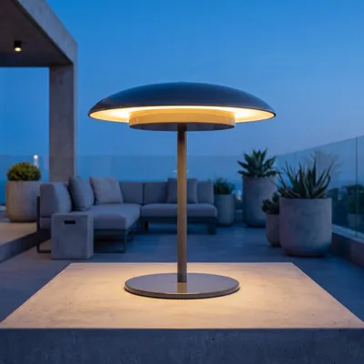 Produktbild von Tischleuchte außen Metall LED Dimmer Touch IP44 15 cm breit 28 cm Anthrazit rund warmweißes Licht 3000 K