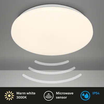 Obrázok produktu pre LED senzorové stropné svietidlo IP54 24W 2600 lm 3000 K HxØ 5,5x35 cm Walk white
