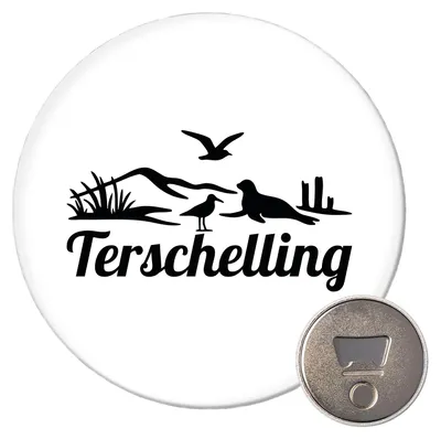 Produktbild von Huuraa Magnet Terschelling Niederlande 59mm Kühlschrankmagnet rund Flaschenöffner Geschenkidee