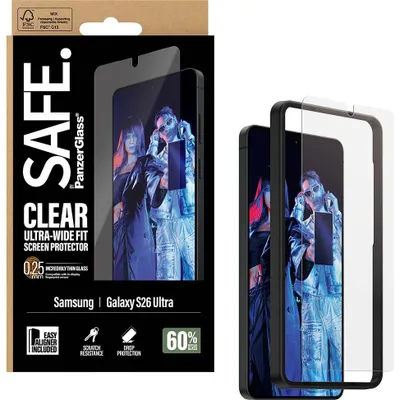 Produktbild von SAFE. by PanzerGlass - Bildschirmschutz für Handy - Ultra-Wide Fit mit EasyAligner - Glas - klar - für Samsung Galaxy S26 Ultra