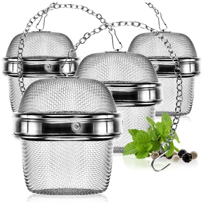 Produktbild von Teesieb Teefilter Teeei Teesiebe - Ø 6,5 cm - Edelstahl 304 - Set mit 4 Stück - Silber