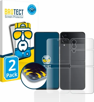 Produktbild von 2x BROTECT Fullscreen Schutzfolie für Samsung Galaxy Z Flip 4 (Display+Rückseite) Displayschutz Folie Fullcover Klar Transparent