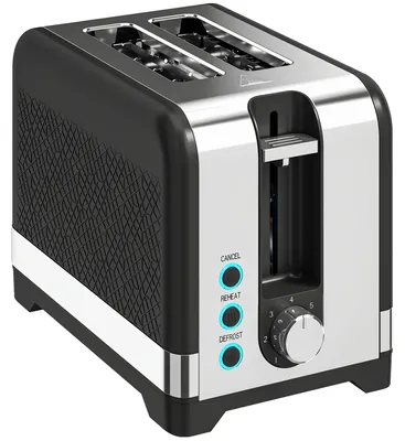 Immagine prodotto di Tostapane a 2 fessure, 930 W, con 7 livelli di tostatura | Colore: Nero | Dimensioni: 15,6 x 26,4 x 18,9 cm