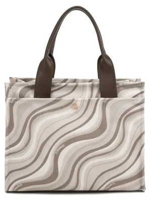 Obrázek produktu pro Taška Borsa Tote od značky Diana & Co Firenze, zelená s motivem vln, s dvojitými rukojeťmi a popruhem přes rameno