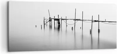 Produktbild von Bild auf Leinwand - Leinwandbild - Meer Brücke Wasser - 100x40cm - Wand Bild - Wanddeko - Leinwanddruck - Bilder - Kunstdruck - Wanddekoration - Leinwand bilder - Wandkunst - AB100x40-3727