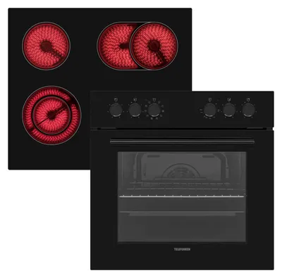 Produktbild von Telefunken ECHS65A-B2 Einbauherd-Set | Elektro-Herd-Kochfeld-Kombi | Backofen & Glaskeramik-Kochfeld | Hot Air Shield