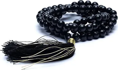 Immagine prodotto di Mala Shungite Qualità Aa 108 Perle + Borsa In Brocato - 0,6 Cm