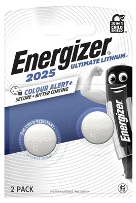 Produktbild von Energizer CR 2025 Knopfzelle, 3V Batterien, 2 Stück, für Autoschlüssel und Fernbedienungen