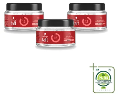 Imagen del producto de 3 unidades de gel de peinado Taft V12 - Fijación ultrarrápida - 250 ml - Pack grande