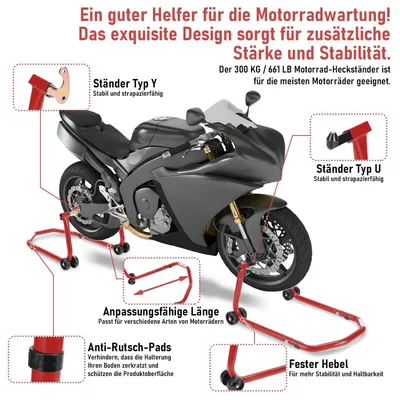 Immagine prodotto di Motorlift - Supporto per il montaggio - Cavalletto per motociclette - Parte anteriore - 300 kg