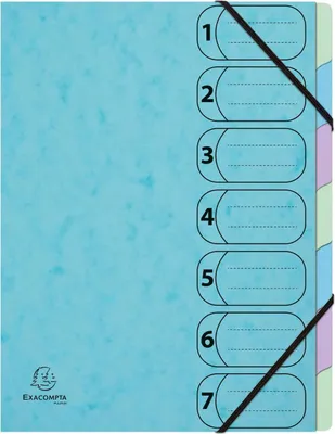 Image de Exacompta 8x Trieur avec élastiques 7 compartiments A4 Bleu pastel 56562E