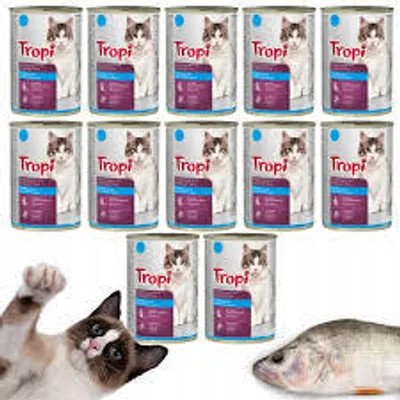 Produktbild von Nasses Katzenfutter mit Fisch TROPI 415 g x 12 Stück Fisch