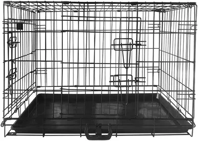 Produktbild von Zusammenklappbarer Hundekäfig für Welpen, Größe M, 76,2 cm, mit 2 Türen, Tier-Tragetasche und herausnehmbarer Bodenwanne