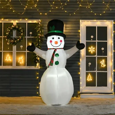 Produktbild von Aufblasbare Weihnachtsdeko Schneemann mit bunte LED´s inkl. Gebläse Selbstaufblasend Weihnachtsbeleuchtung 1m