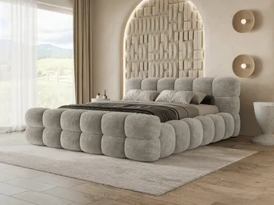 Produktbild von Chilly Möbel Design Bett Weston - Extravagantes Polsterbett mit Bettkasten, stabilem Metallrahmen und Kopfteil 160x200 cm / Coral / Dunkelbeige