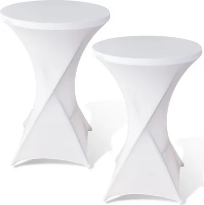 Immagine prodotto di TolleTour Set di 2 copritavoli elasticizzati per tavoli alti Ø 80 cm Copritavolo Tavolo da bistrot Bianco