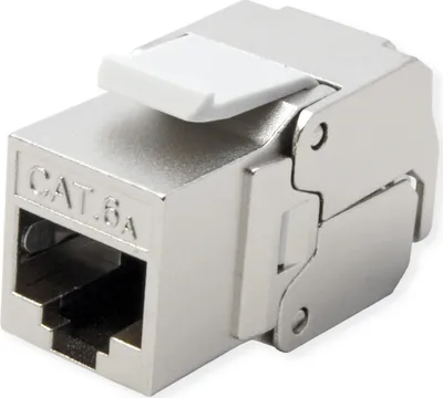 Produktbild von ROLINE Cat.6A (Class EA) Keystone, RJ-45, geschirmt, werkzeuglos, silberfarben