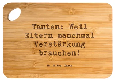 Produktbild von Mr. & Mrs. Panda Schneidebrett Spruch Liebe Tanten - Transparent - Geschenk, Holzbrett, Unterstützung, Freude, Geburtstage, Neffe, Frühstücksbrett, Eltern, Lächeln, Brett