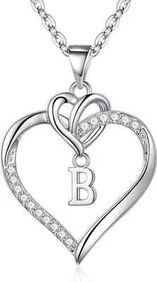 Produktbild von TINGN Herz Halskette 14K Gold/Zirkonia Buchstaben Kette Valentinstag Geschenke