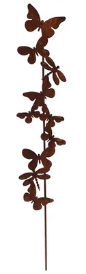 Produktbild von Rost Gartenstecker Schmetterlinge und Libellen 123 cm Edelrost Gartendeko Metall