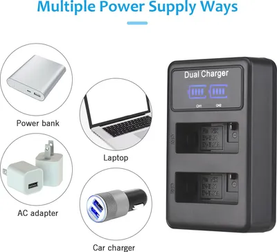 Zdjęcie produktu dla Zestaw ładowarki akumulatorów EN-EL14, 2 sztuki, 7,4 V, 1500 mAh + 1 sztuka LED2-EL14, kamera dwukanałowa, złącze USB, wyświetlacz LED, zamiennik do aparatów Nikon D3100, D3200, D3300, D3400, D3500, D5100, D5200
