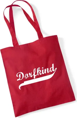 Produktbild von Hellweg Druckerei Stoffbeutel Dorfkind Vintage Präsent Einkaufstasche Classic Red 10 Liter Baumwolle Dorfkind Vintage Geschenkidee
