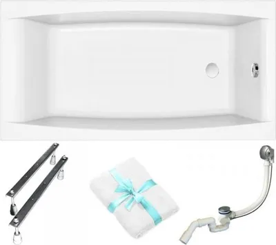 Produktbild von Cersanit | Badewanne - Acrylwanne Virgo - 150 x 75 cm - Mit Siphon Und Beinen - Ergonomisches Design - Handtuch Inklusive - Weiß