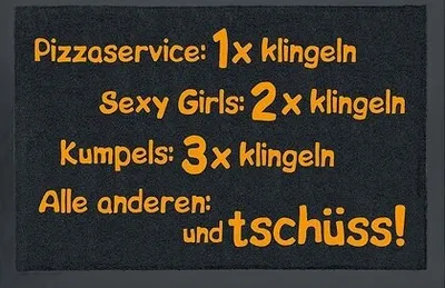 Produktbild von Fußmatte- Kumpels 3 mal Klingeln Spruch-Türmatte, Sauberlaufmatte, Schmutzmatte.