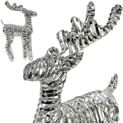 Produktbild von LED-Weihnachtsdeko Rentier, 60 cm, silber, 60 warmweiße LEDs, Timer 6/18, batteriebetrieben