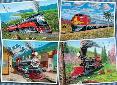 Imagen del producto de Puzzle Cobble Hill de 1000 piezas: locomotoras históricas, tren