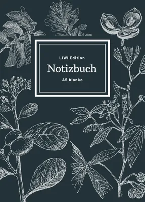 Produktbild von Notizbuch schön gestaltet mit Leseband - A5 Hardcover blanko - 100 Seiten 90g/m² - floral dunkelgrau -Papier