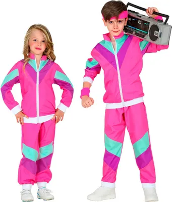 Produktbild von 80er Jahre Trainingsanzug für Kinder pink