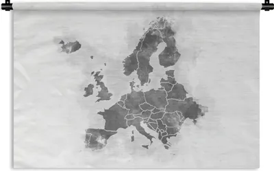Produktbild von MuchoWow® Wandteppich Wandbehang Europakarte mit einem gewebten Muster auf dem Hintergrund - schwarz und weiß 60x40 cm Tapisserie Dekoration Wandtuch - Wanddekorationen
