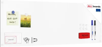 Produktbild von Magnetplatte rahmenloses SLIMboard - Magnetisches trocken abwischbares Whiteboard 90x30 cm + GRATIS Zubehör