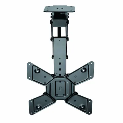 A black motorized TV ceiling mount is shown against a white background.