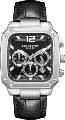 A close-up studio shot of a men's wristwatch.