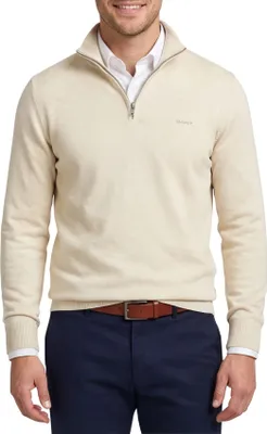 Produktbild von Gant Baumwollpullover mit halbem Reißverschluss beige meliert