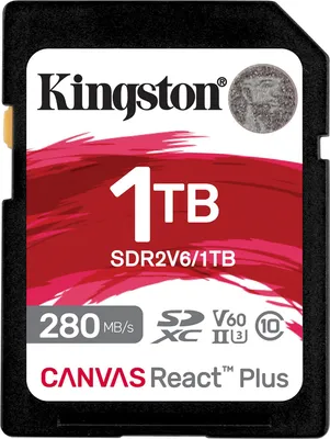 Produktbild von Kingston Canvas React Plus - Flash-Speicherkarte - 1 TB - Video Class V60 / UHS-II U3 / Class10 - SDXC UHS-II