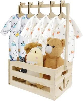 Productafbeelding van Cadeau met handvat - Houten babyborrel - 41 x 30 x 20 cm - Multifunctionele babyopbergdoos - - pasgeborenen - Voor verjaardagen - Babyfeestjes