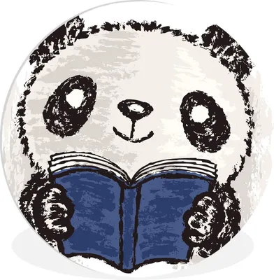 Produktbild von MuchoWow® Rundes Wandbild - Runde Bilder Buch - Panda - Schwarz und Weiß Ø 30 cm Kreis Wanddekoration Kunststoff - Wandkreis - Wandschmuck - Schlafzimmer - Bilder - Der Kreis - Kunst für die Wohnung - Plastik - Kunstdruck - Wandbild