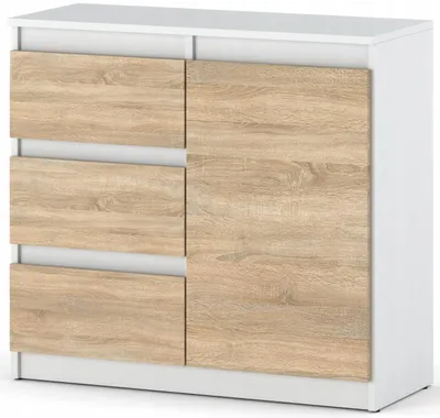 Zdjęcie produktu dla Komoda 80 cm Aga biała sonoma matowa z szufladami nowoczesna do salonu