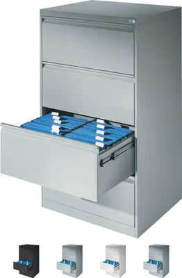 Produktbild von Hängeregistraturschrank mit 4 Schubladen Hängeregister 135x78x59 cm Zweibahnig