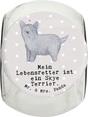 Produktbild von Mr. & Mrs. Panda Dose Skye Terrier Lebensretter L 870ml - Grau Pastell - Geschenk, schraubglas, Dekoglas, Keksdose, Vorratsbehälter, Bonbonglas