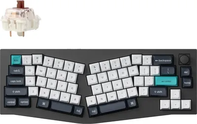 Produktbild von Keychron Q8 Max (Alice Layout) QMK/VIA Kabellose Mechanische Tastatur, QWERTY US, Knob, Carbon Black, Gateron Jupiter Brown Q8M-M3