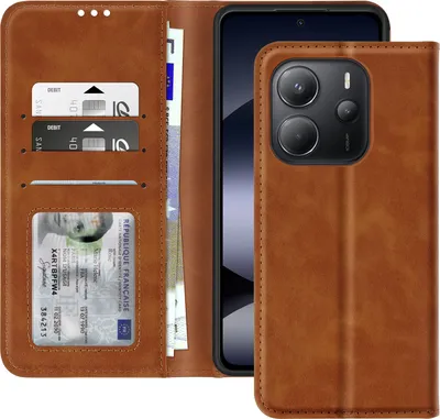 Produktbild von Avizar, Etui für Xiaomi Redmi Note 14 4G Portemonnaie Standfunktion, Braun