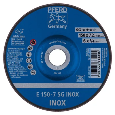 Produktbild von PFERD 62222730, Schneidedisk, Edelstahl, 15 cm, Jede Marke, Eingedrückte Mitte, 2,22 cm