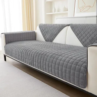 Produktbild von Weiche Flanell Sofa überzug Waschbar - Neue Sitzkissenbezüge, rutschfeste Sofabezug 1 2 3 Sitzer Couch überzug für Sektionssofa, Sofaüberwürfe L Form Möbelschutz (Grau, 70x70cm)
